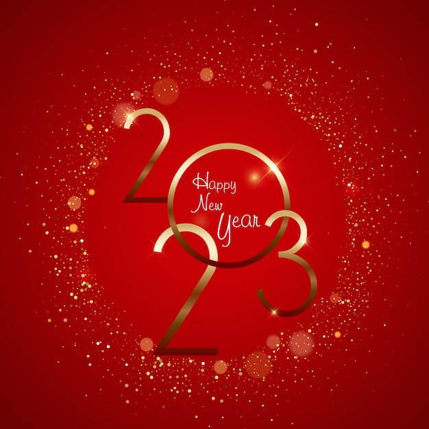 Happy New Year shiny color gold wave design element. 2023 Happy New Year Background Design