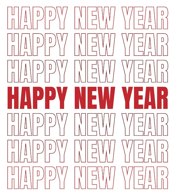 Happy new year text background with trendy design, Happy New year with fill and outline text