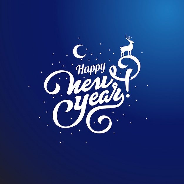 Happy New Year Text Lettering calligraphic Poster 