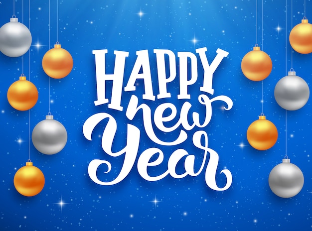 Happy New Year typography on vector card