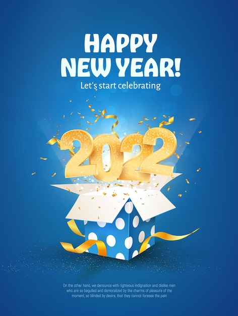 Happy new year vector illustration xmas celebrate on blue background merry christmas celebration