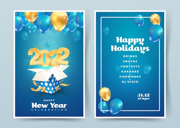 happy new year vector invitation card merry christmas celebration brochure template xmas celebrate