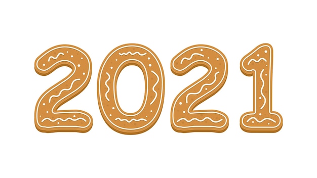 Happy New Year with 2021 in gingerbread style