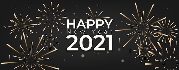 Vector happy new year with fireworks and celebration background festival celebrate banner template