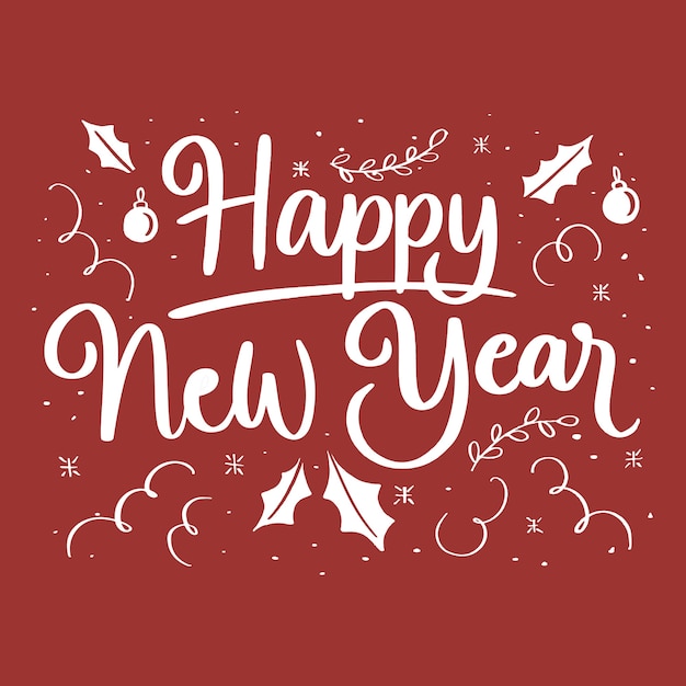 Happy new year with red background