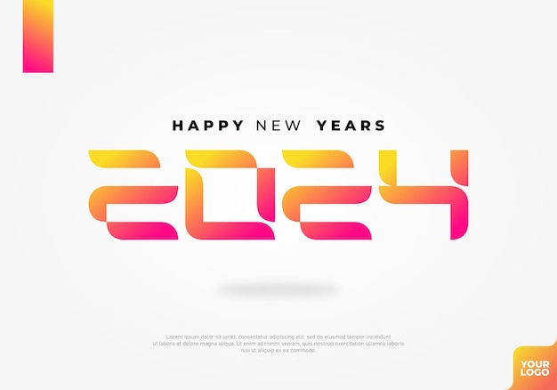 Happy new years 2024 celebration creative logotype