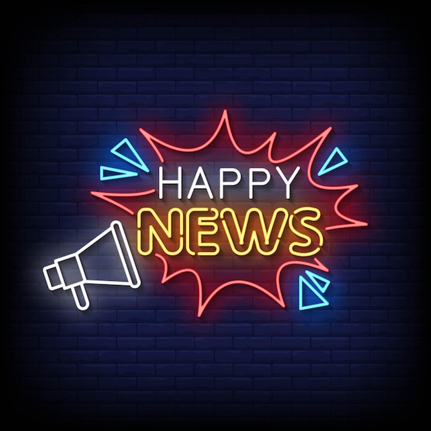 Happy News Neon Signs Style Text Vector