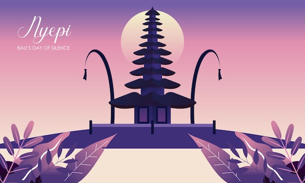 Happy nyepi day illustration Indonesian culture