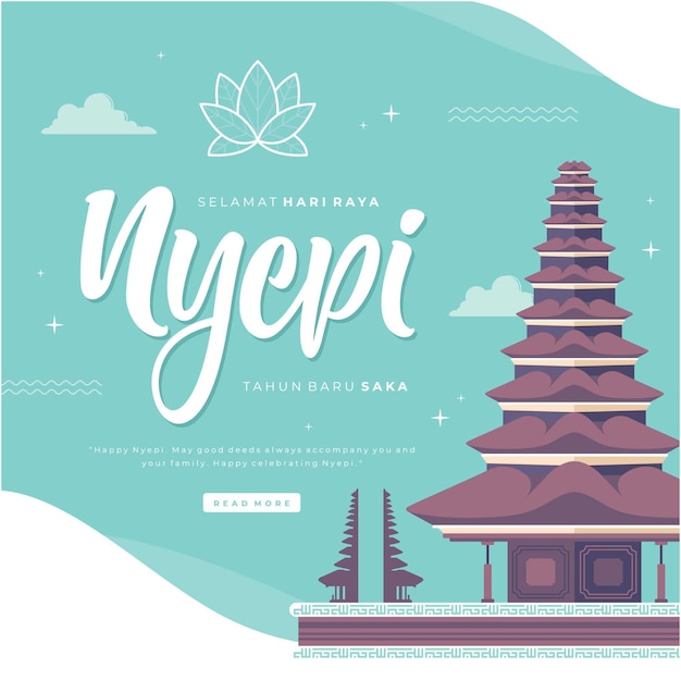 happy nyepi day means balis day of silence illustration background