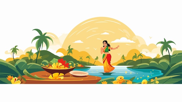 Vector happy onam celebration greetings abstract vector