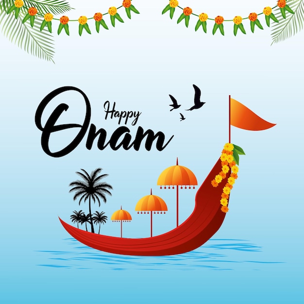 Happy Onam festival of south india kerala greetings card background