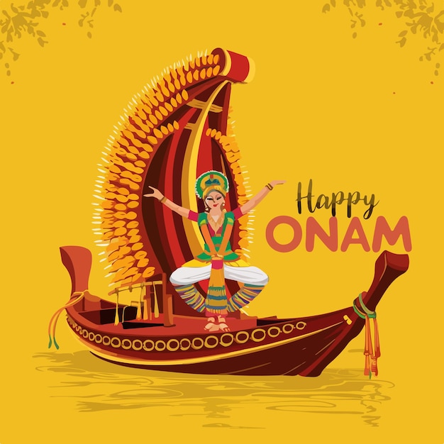 Happy Onam Indian cultural festival celebration illustration