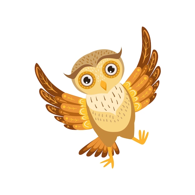 Happy Owl Cute Cartoon Character Emoji With Forest Bird Showing Human Emotions And Behavior