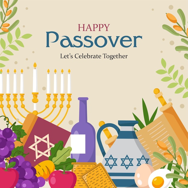 Vector happy passover card template for greeting card fashion commercial banner cover social media