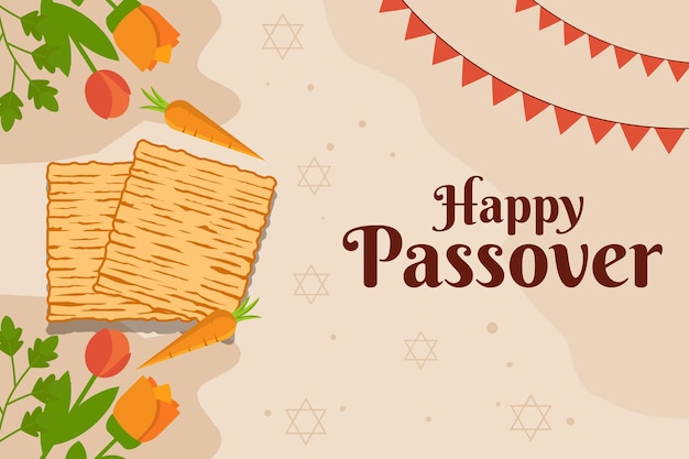 Happy passover horizontal banner illustration in flat design