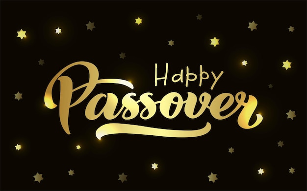 Happy Passover vector hand lettering Jewish holiday Easter Calligraphy template typography poster