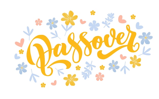 Happy Passover vector hand lettering Jewish holiday Easter Calligraphy template for typography