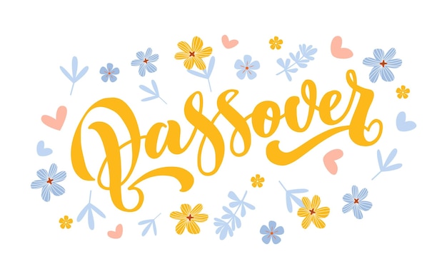 Happy Passover vector hand lettering Jewish holiday Easter Calligraphy template for typography