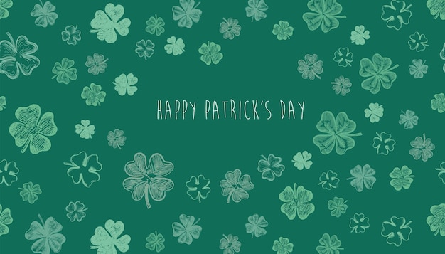 Happy Patricks day Clover set Hand drawn illustration