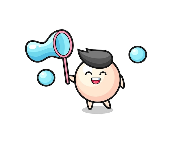 Happy pearl cartoon playing soap bubble , cute style design for t shirt, sticker, logo element