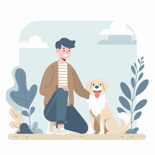 Vector happy people with dogs vector illustration