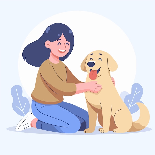 Vector happy people with dogs vector illustration