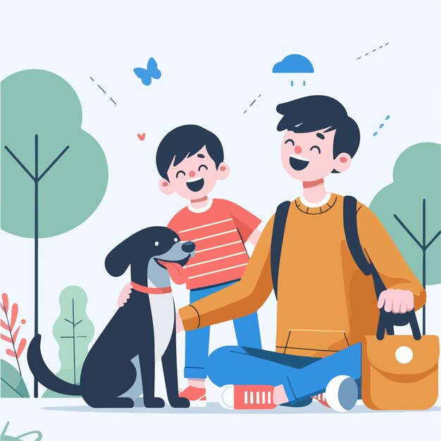 Vector happy people with dogs vector illustration