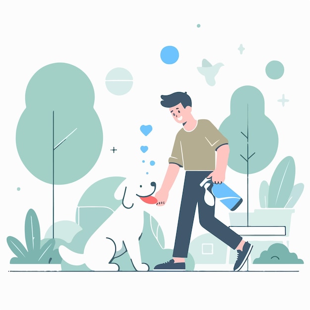 happy people with dogs vector illustration