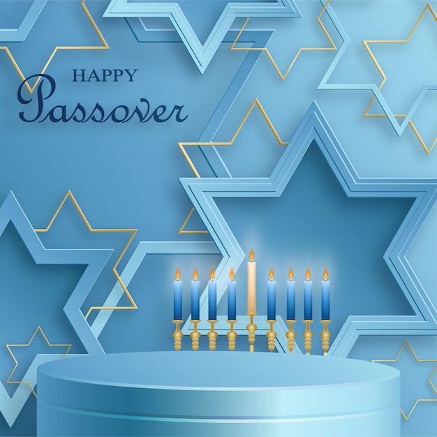 Happy Pessah podium stage for the Passover holiday with nice and creative Jewish symbols