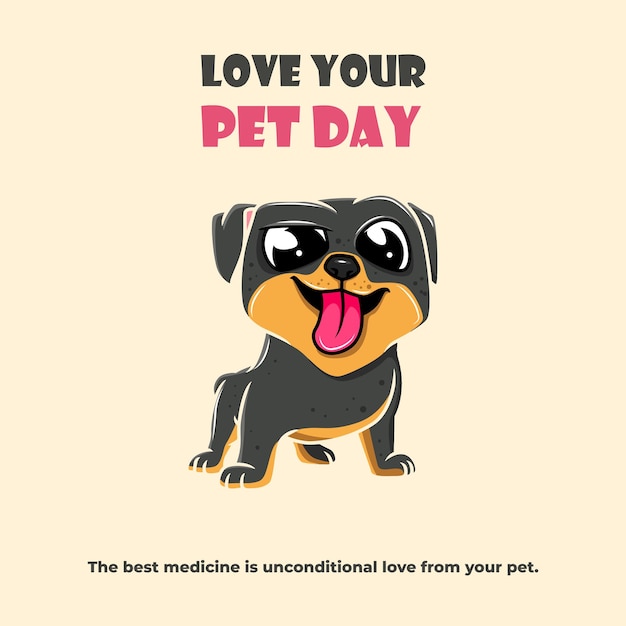 Happy Pet Day Dog Illustration Premium Vector