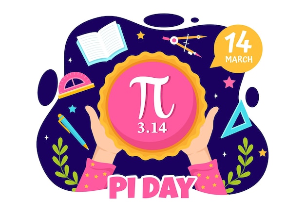 Vector happy pi day vector illustration with mathematical constant or baked sweet pie in holiday background