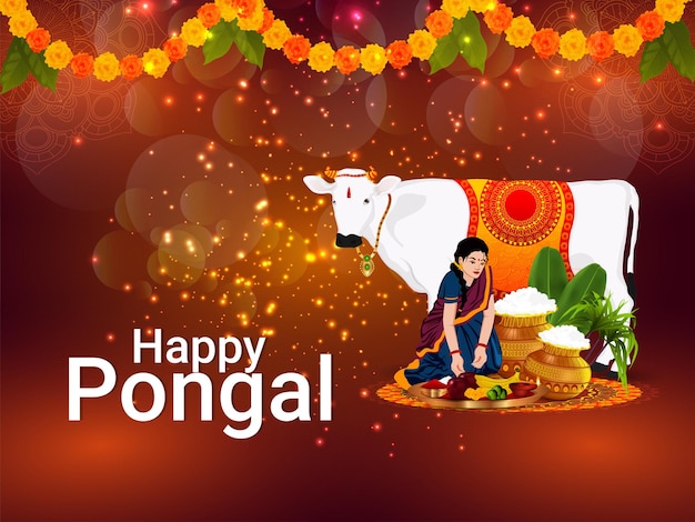 Happy pongal celebration greeting card background