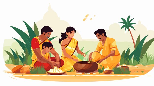 Happy Pongal Holiday Harvest Festival Illustration