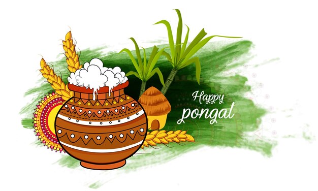 Vector happy pongal religious festival of south india celebration