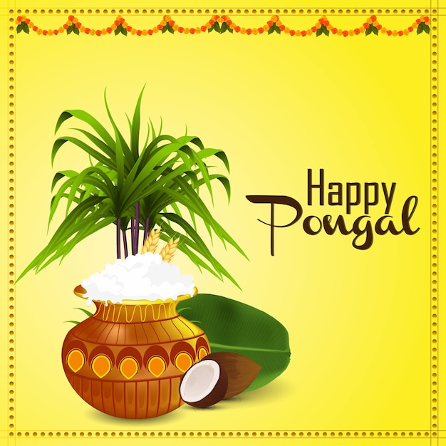 Happy pongal south indian festival celebration design