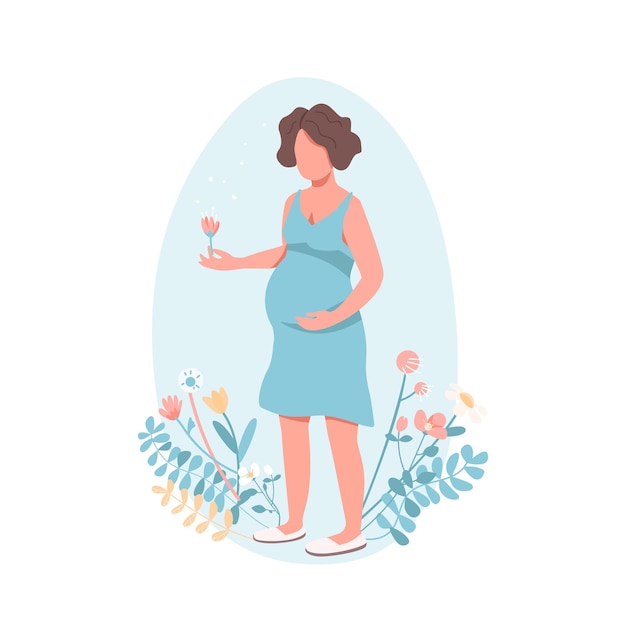 Happy pregnant woman in flat style