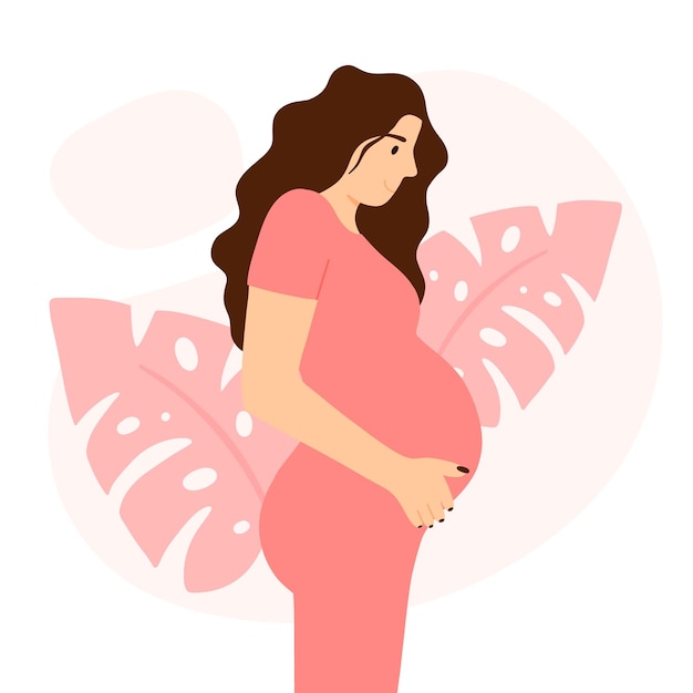 Happy pregnant woman Vector illustration of a pregnant woman in flat style Pregnancy concept