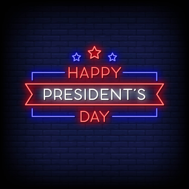 Happy President's Day Neon Signs Style Text 