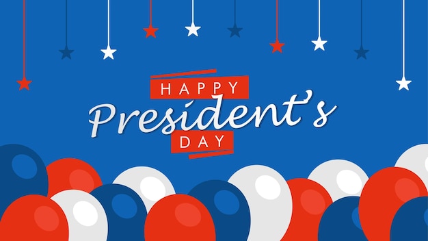 Happy presidents day banner on blue background