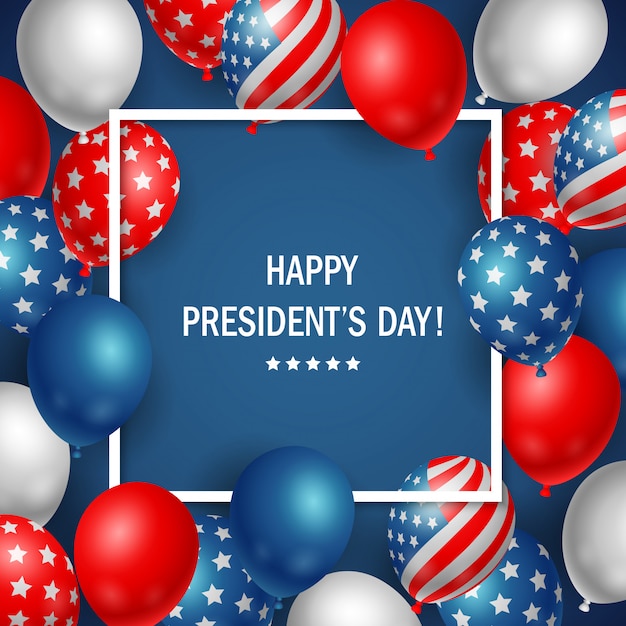 Happy Presidents day USA with colorful balloon background.