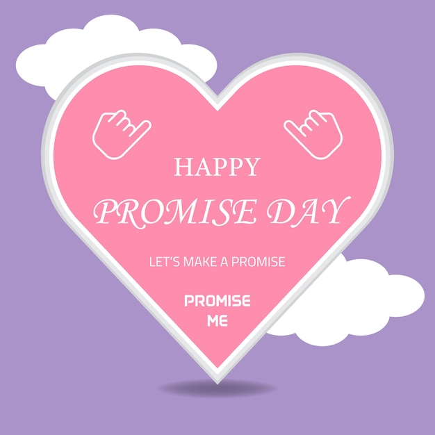 Happy Promise day text in love shape with  promise sign