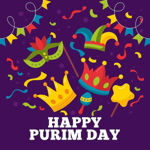 Happy purim day illustration