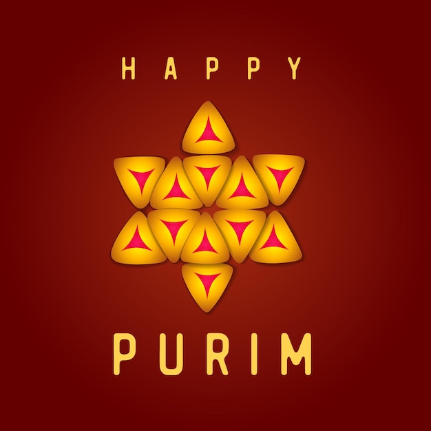 Happy Purim greeting card design Holiday poster Postcard template with creative elements