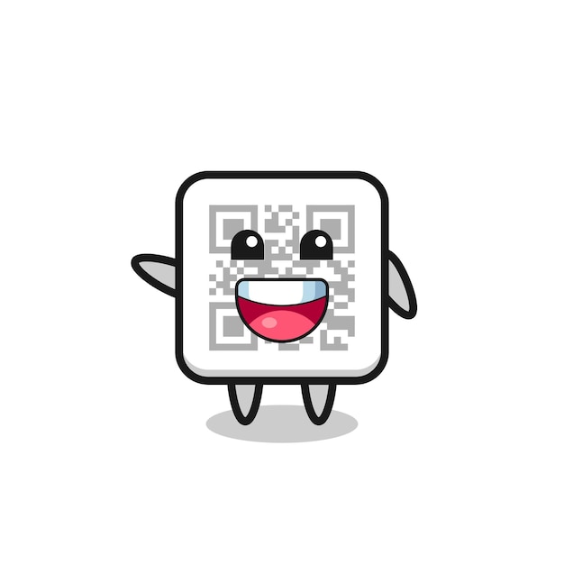 Happy qr code cute mascot character