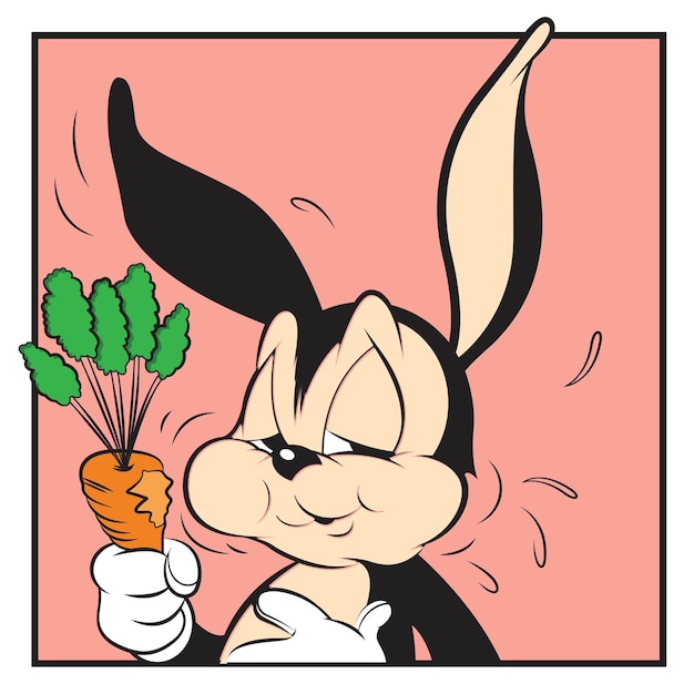 Happy rabbit eating a carrot