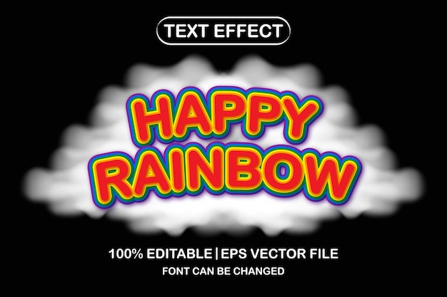 Happy rainbow 3d editable text effect