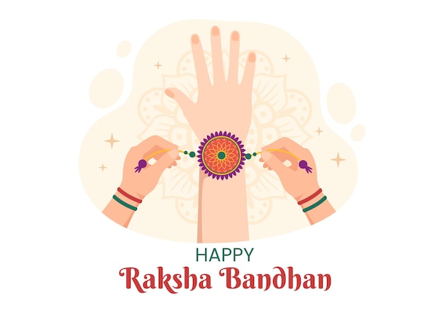 Happy Raksha Bandhan Cartoon Illustration in Indian Festival Celebration