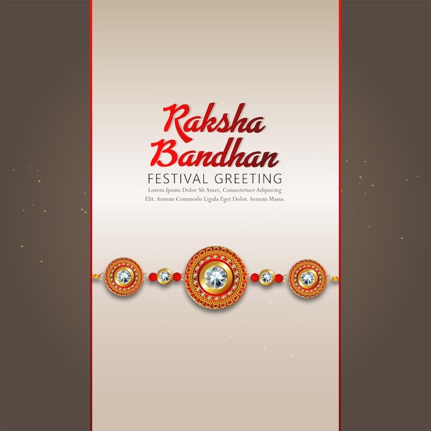 Vector happy raksha bandhan celebration greeting card with creative vector illustration of crystal rakhi