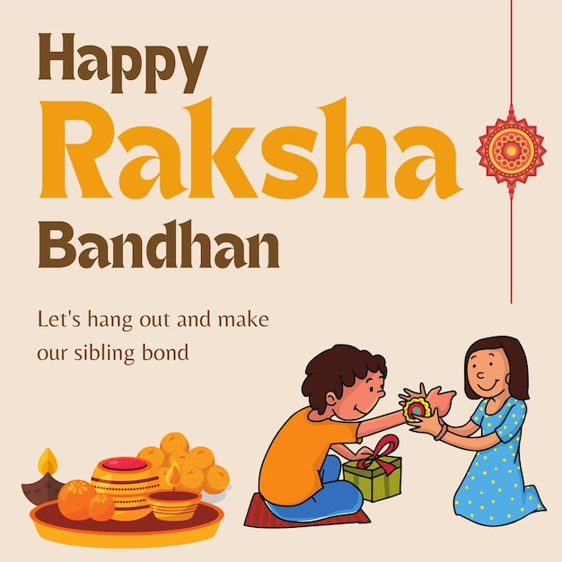 Happy Raksha Bandhan festival Rakhi celebration social media post design