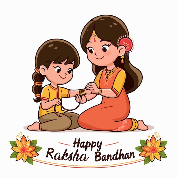 Happy Raksha Bandhan Hindu Festival flat vector illustration